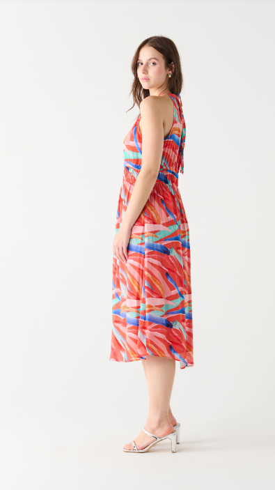 Tropical Sunset Halter Dress