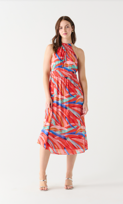 Tropical Sunset Halter Dress